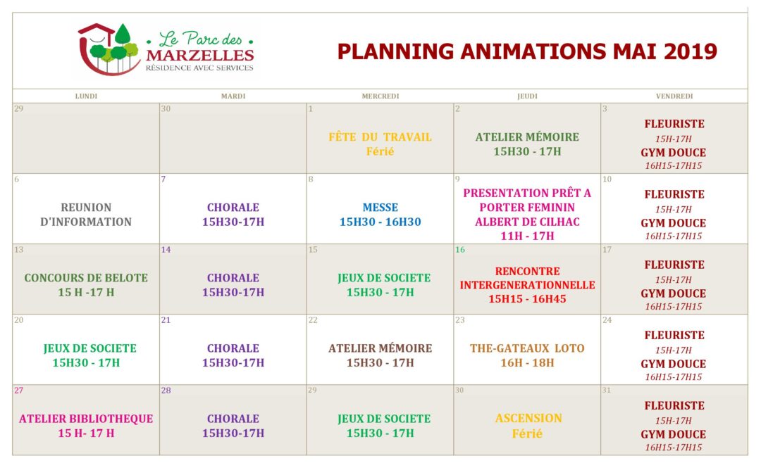 Planning des animations